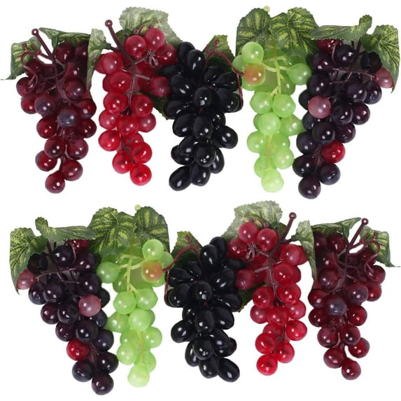 10 Bunches Fake Grapes Artificial Fruit Artificial Grapes for Home House Kitchen Party Wedding Photography Decor 5 Colors