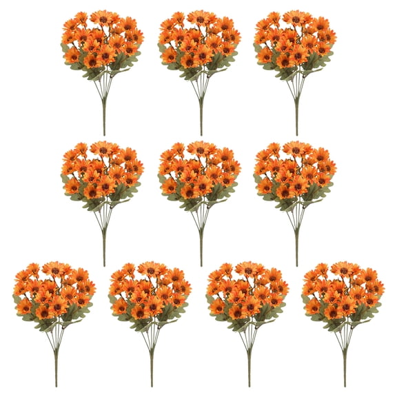 10 Bunches of Artificial Daisy Bouquets, Artificial Chamomile Flowers, Suitable for Home Garden Wedding Bridal Bouquet Decoration (Orange).