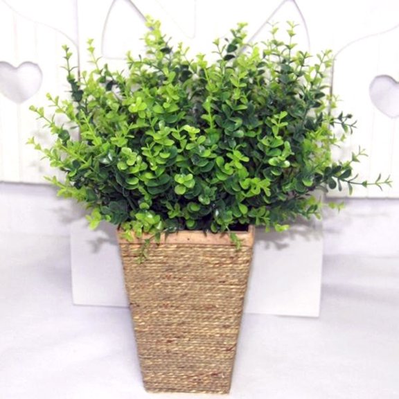 10 Bunches of Artificial Eucalyptus Plant Plastic Fake Green Plants Lifelike for Patio Wedding Decoration (Green)