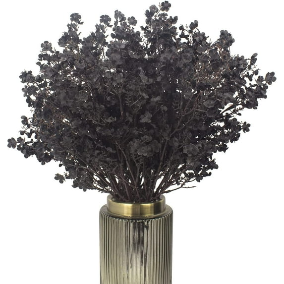 10 Bundle Artificial Babys Breath Flowers Fake Gypsophila Bouquet Faux Silk Floral for Flower Arrangements Kitchen Wedding Home Decor (Black)