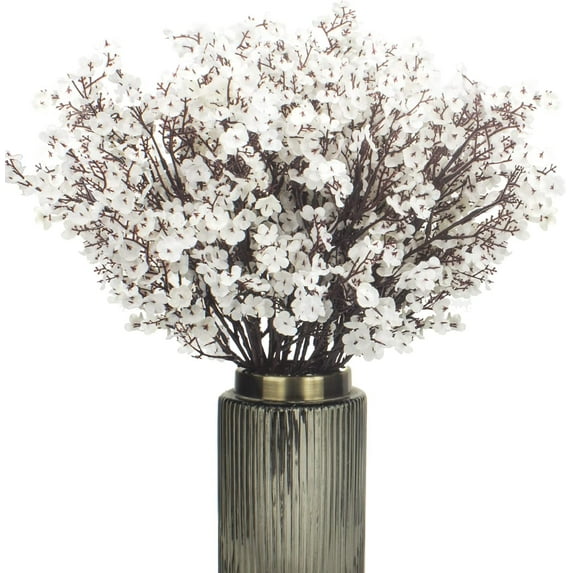 10 Bundle Artificial Babys Breath Flowers Fake Gypsophila Bouquet Faux Silk Floral for Flower Arrangements Kitchen Wedding Home Decor (Blue)