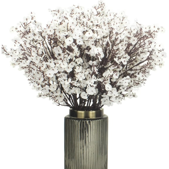 10 Bundle Artificial Babys Breath Flowers Fake Gypsophila Bouquet Faux Silk Floral for Flower Arrangements Kitchen Wedding Home Decor (Blue)