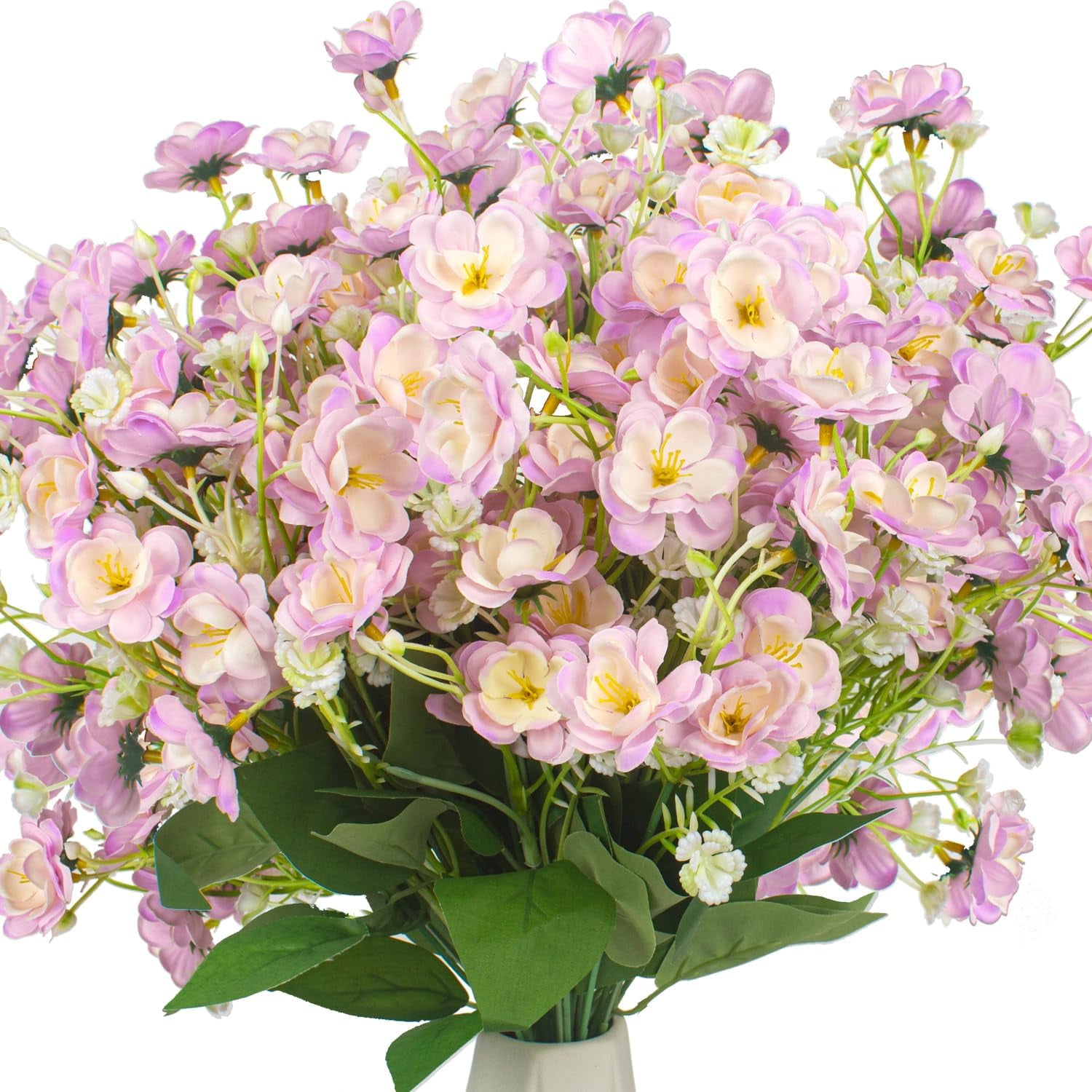 10 Bundle Artificial Flowers, UV Resistant Faux Outdoor Flowers, Fake