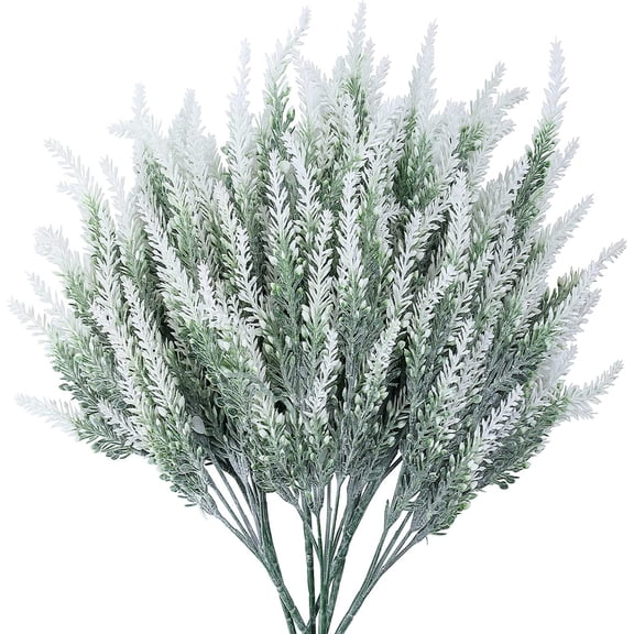 10 Bundle Fake Flocked Lavender Artificial Flowers Plastic Plant Greenery Bridal Bouquet for Wedding Centerpieces Home Office Kitchen Garden Decoration (Purple)