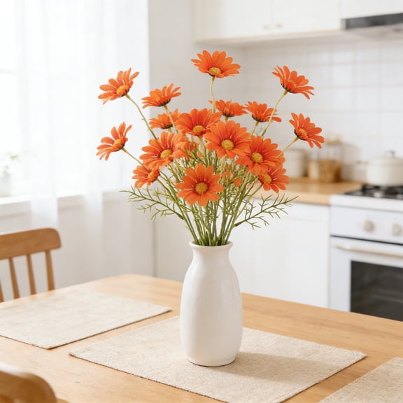10 Bundles 20.5" Artificial Daisy Flowers Bundles, Faux Plastic Daisy Flowers for Spring Summer Indoor Outdoor Table Patio Porch Yard Garden Home Decor(Orange)