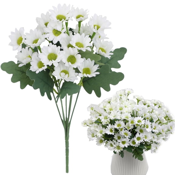 10 Bundles Faux Daisy Flowers,12.6'' Artificial Flowers Faux Silk Daisy Wildflowers,White Daisy Fake Flowers Outdoor UV Resistant Fake Greenery Plants for DIY Home Garden Wedding Office Party Decor