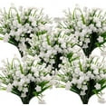 thumbnail image 1 of 10 Bundles Artificial Fake Flowers, Faux Outdoor Plastic Plants UV Resistant Shrubs Outside Indoor Decorations (White-Eucalyptus), 1 of 5