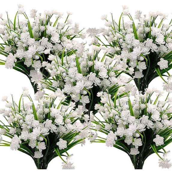 10 Bundles Artificial Fake Flowers Outdoor UV Resistant Plastic Flowers Faux Hanging Greenery Shrubs Plants Arrangement Flowers for Backyard Window Box Porch Patio Garden Home Office Wedding Decor