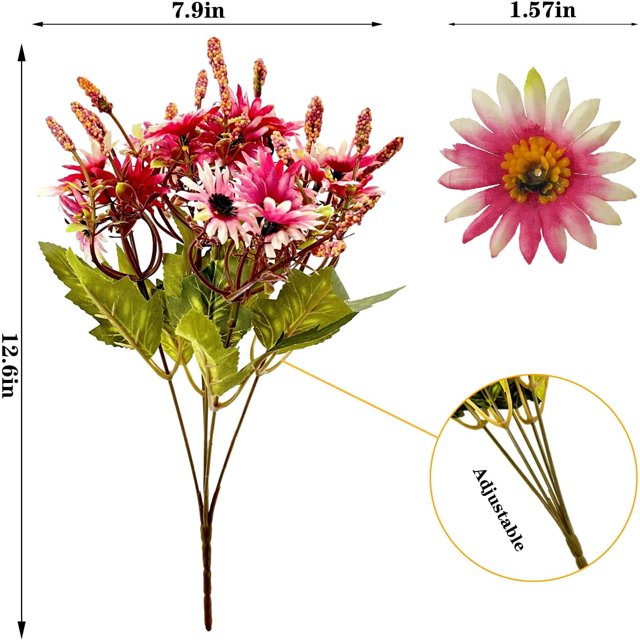 10 Bundles Artificial Fake Mums Flowers, Uv Resistant Artificial