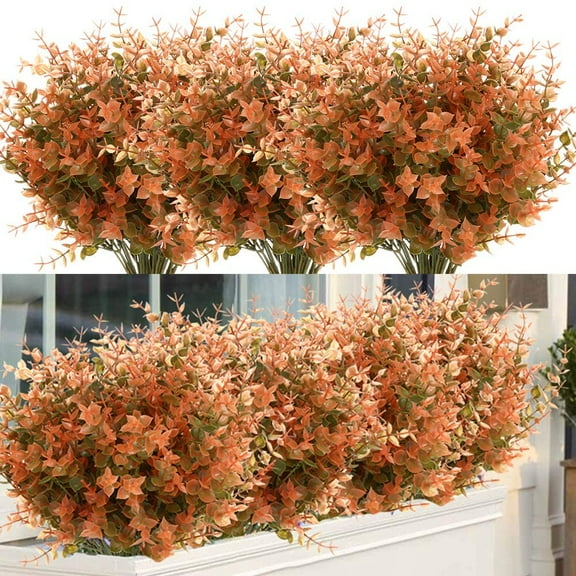 10 Bundles Artificial Fall Flowers No Fade Faux Autumn Plants, Fake Indoor Outdoor Greenery for Thanksgiving Christmas Wedding Party Home Garden Fireplace Décor(Brown)