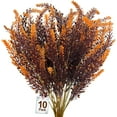 thumbnail image 1 of 10 Bundles Artificial Fall Flowers Outdoor Fall Decor Artificial Lavender Flowers UV Resistant Fake Fall Plants Faux Fall Flowers Autumn Thanksgiving Decorations Home Indoor Garden(Brown), 1 of 5