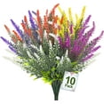 thumbnail image 1 of 10 Bundles Artificial Fall Flowers Outdoor Fall Decor Artificial Lavender Flowers UV Resistant Fake Fall Plants Faux Fall Flowers Autumn Thanksgiving Decorations Home Indoor Garden(Brown), 1 of 5