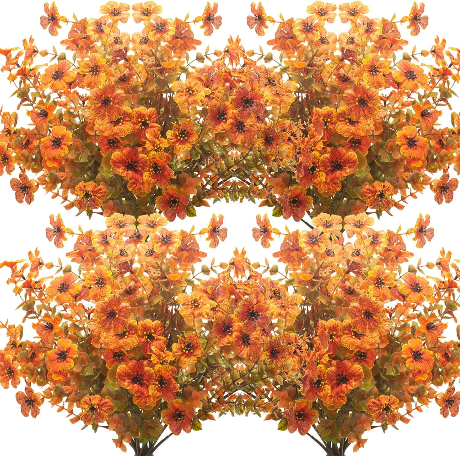 10 Bundles Artificial Fall Flowers Outdoor UV Resistant Fake Flowers ...