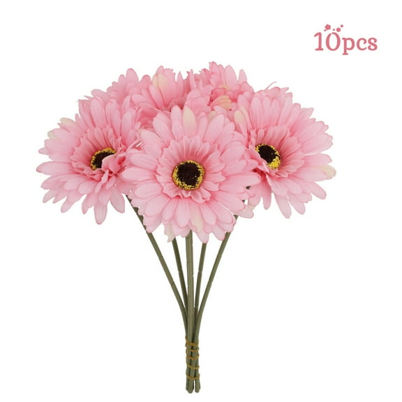 10 Bundles Artificial Flowers Artificial Gerbera Daisies Silk Fall Flowers 10 " for Mother's Day Easter Halloween Christmas Home Kitchen Wedding Decorations