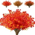 thumbnail image 1 of 10 Bundles Artificial Flowers Fake Boxwood Shrubs UV Resistant No Fade Faux Greenery Faux Plastic Lotus for Home Garden Hanging Planter Indoor Porch Patio Office Wedding Decoration(Orange Red), 1 of 5