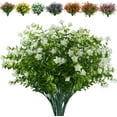 thumbnail image 1 of 10 Bundles Artificial Flowers Fake Boxwood Shrubs UV Resistant No Fade Faux Greenery Faux Plastic Lotus for Home Garden Hanging Planter Indoor Porch Patio Office Wedding Decoration(Orange Red), 1 of 3