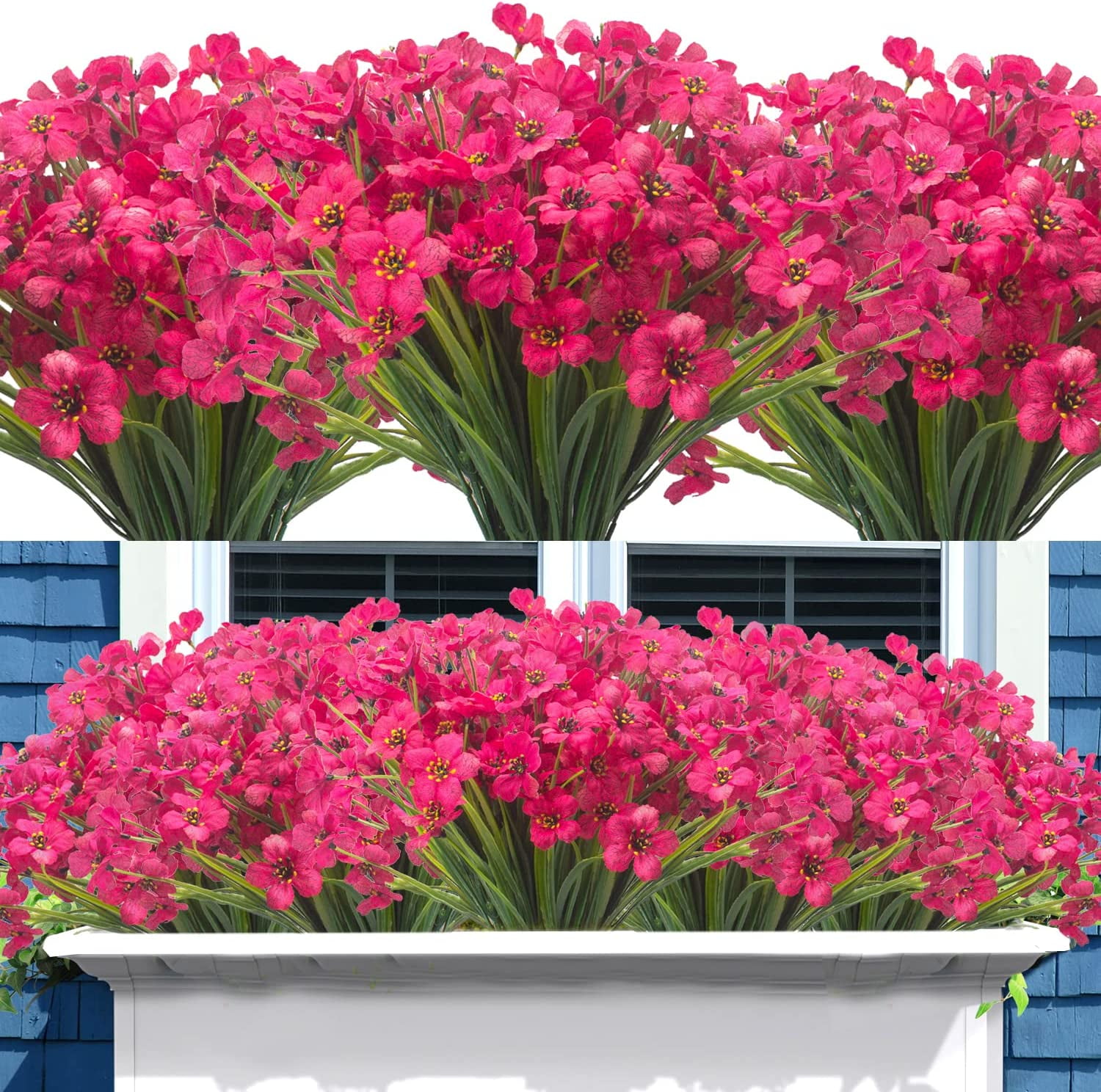 10 Bundles Artificial Flowers, Outdoor Indoor UV Resistant Fake Flowers No Fade Faux Plastic Plants Garden Porch Window Box Decoration