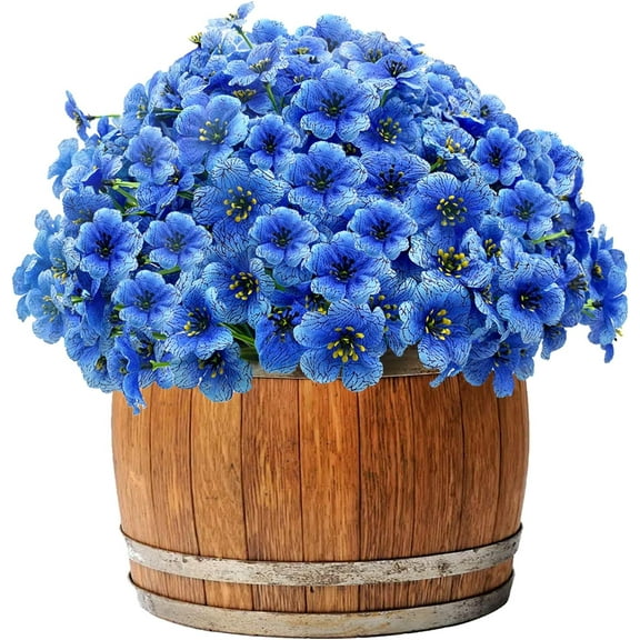 10 Bundles Artificial Flowers for Outdoors, UV Resistant Fake Flowers with Plastic Plants, Faux Silk Flowers for Outside Window Box Front Porch Hanging Planter Decor-Purple