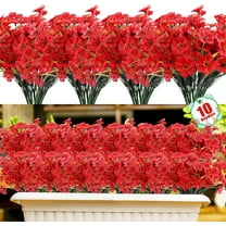 10 Bundles Artificial Flowers for Outdoors,UV Resistant Fake Plastic Flowers Faux Plants,Faux Silk Flowers for Outdoors Outside Front Porch Hanging Planter Indoor Outside Garden Porch(Purple)