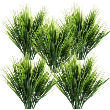 10 Bundles Artificial Grass Outdoor UV Resistant Fake Grass Colorless Faux Plastic Plants Garden Porch Window Frame Decoration
