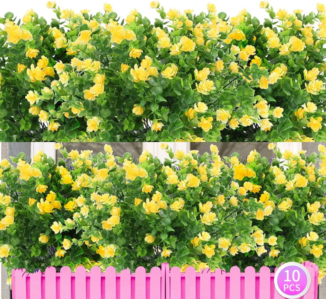 10 Bundles Artificial Lavender Flowers Artificial Flowers and Plants UV Resistant Plastic Outdoor Indoor Purple Fake for Home Decor Spring Garden Farmhouse Porch Pot Window Box Wedding Home