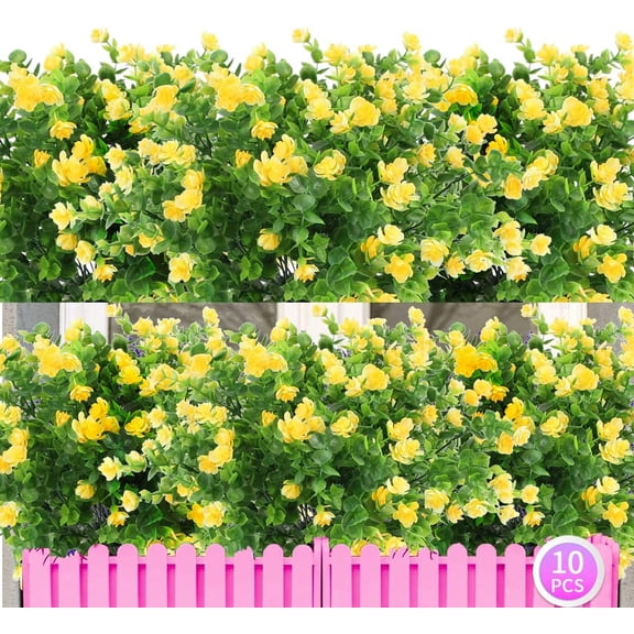 10 Bundles Artificial Lavender Flowers Artificial Flowers and Plants UV Resistant Plastic Outdoor Indoor Purple Fake for Home Decor Spring Garden Farmhouse Porch Pot Window Box Wedding Home