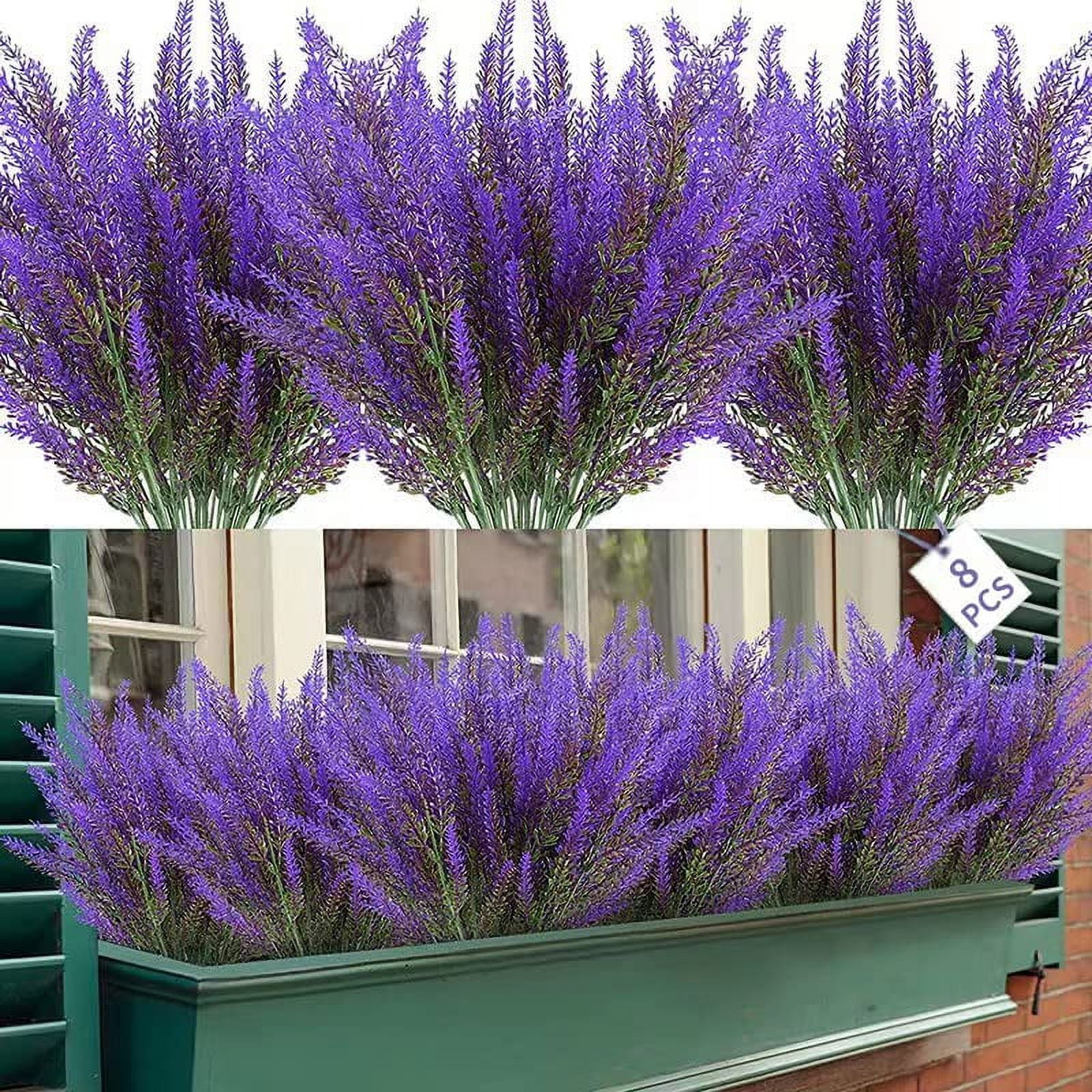 10 Bundles Artificial Lavender Flowers Artificial Flowers and Plants UV Resistant Plastic Outdoor Indoor Purple Fake for Home Decor Spring Garden Farmhouse Porch Pot Window Box Wedding Home