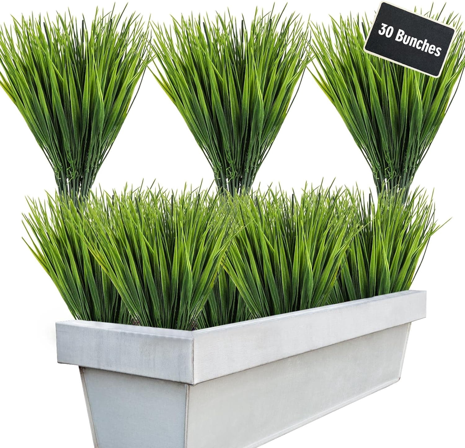 10 Bundles Artificial Outdoor Plants, Fake Wheat Grass Faux Plastic Plants UV Resistant Artificial Greenery Shrubs for Garden Patio Porch Window Box Decor