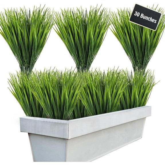 10 Bundles Artificial Outdoor Plants, Fake Wheat Grass Faux Plastic Plants UV Resistant Artificial Greenery Shrubs for Garden Patio Porch Window Box Decor