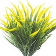thumbnail image 1 of 10 Bundles Artificial Plants Outdoor Fake Grass with Flowers UV Resistant Greenery Garden Porch Window Box Decorating (White), 1 of 5