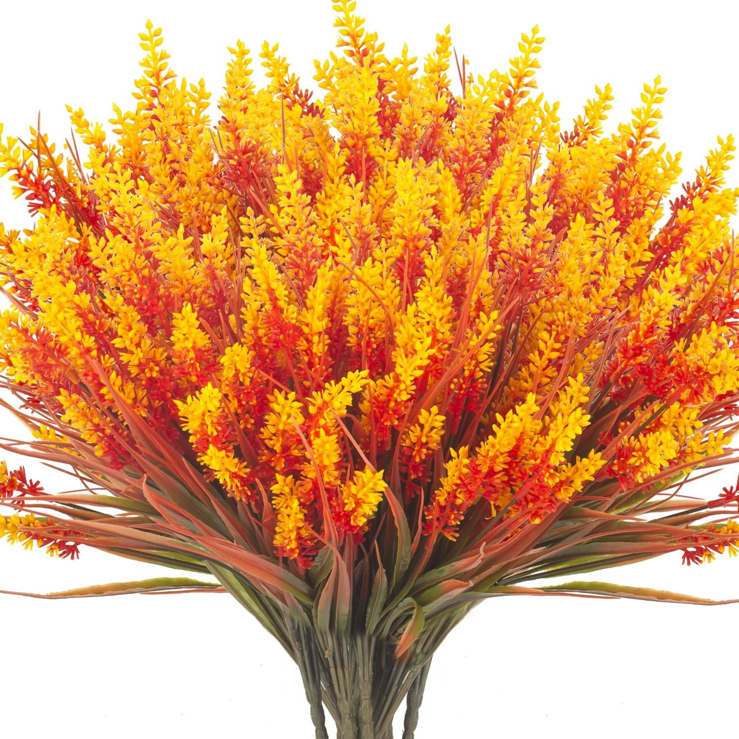 10 Bundles Artificial Plants Outdoor Fake Monkey Grass with Flowers ...