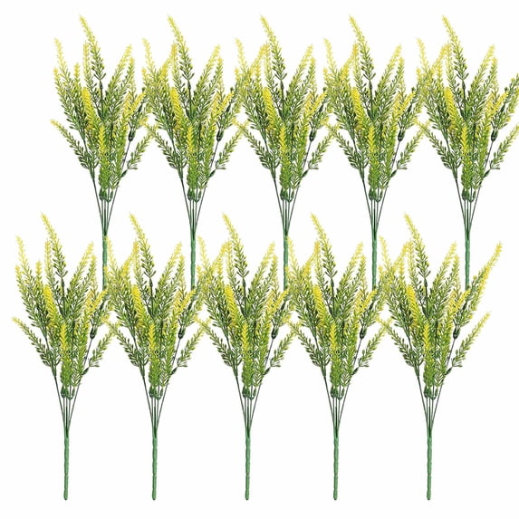10 Bundles Lavender Artificial Flowers Flocked Plastic Lavender Bundle, Fake Plants, Indoor Outdoor Home Kitchen Garden Patio Porch Office, Table Centerpieces Arrangements, Home Decor