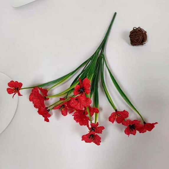 10 Bundles Outdoor Artificial Fake Flowers, No Fade UV Resistant Faux Plastic Plants for Hanging Planter Patio Yard Wedding Indoor Home Kitchen Farmhouse Decor (Red)