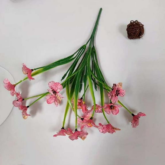 10 Bundles Outdoor Artificial Fake Flowers, No Fade UV Resistant Faux Plastic Plants for Hanging Planter Patio Yard Wedding Indoor Home Kitchen Farmhouse Decor (Pink)