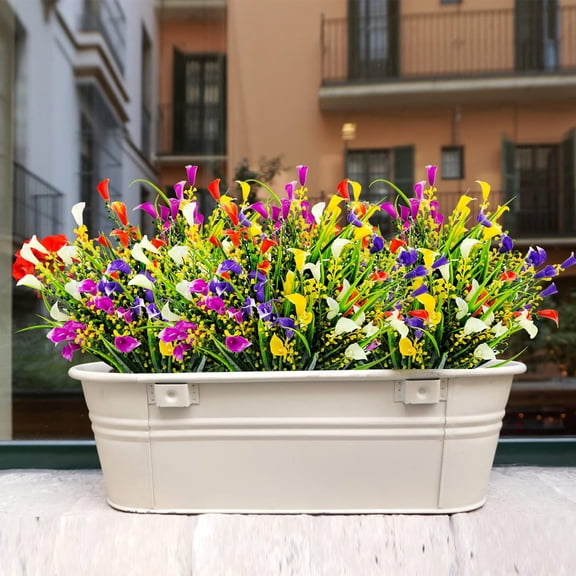 10 Bundles Outdoor Calla Lily Artificial Flowers, Fake Flowers for Indoor Planter Home Porch Spring Summer Cemetery Decor(Color Mix)