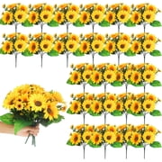 10 Bundles Sunflower Artificial Flower with Stems Bouquet Fake Plants Bulk UV Resistant Plastic Greenery Faux Outdoor Flower No Fade for Garden Porch Window Box Decorating