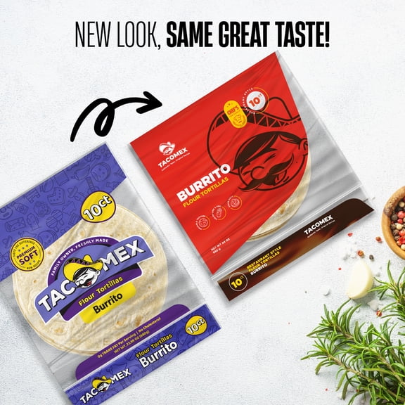 TacoMex Flour Tortillas, 10ct, 23.99 oz, Soft, Cholesterol-Free