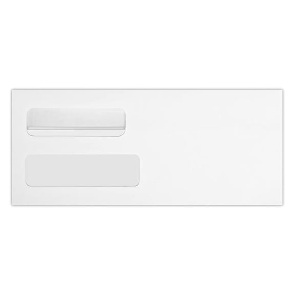 #10 Business Double Window Envelopes | 4 1/8" x 9 1/2" | White | 24lb. Text | 500 Qty