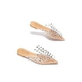 thumbnail image 1 of Cape Robbin Enny Mules Slip On Flat Sandals Clear Pointed toe Embellished Slides (Clear, 10), 1 of 4