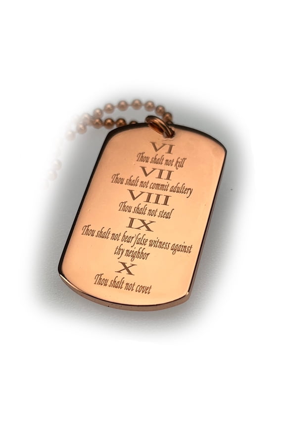 10 COMMANDMENTS SOLID THICK COPPER BALL CHAIN PRAYER NECKLACE
