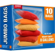[ 10 COUNT ] Extreme THICK Extra Large Super Spacious Strong CLEAR Big Bags, reclosable, 8 GALLON, 3 Mill, Size 22"x24" Plastic Food Storage Bags For Clothing, Toys, Storage, Moving, Organization