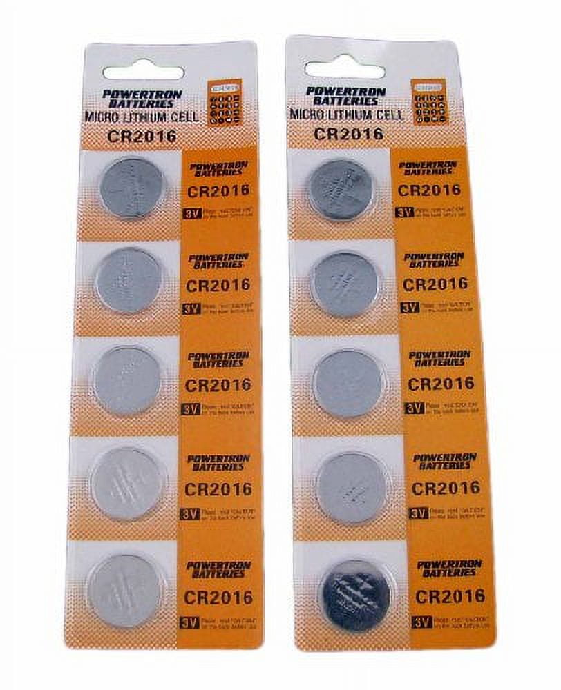 (10) CR2016 Lithium Button Cell 3V Batteries