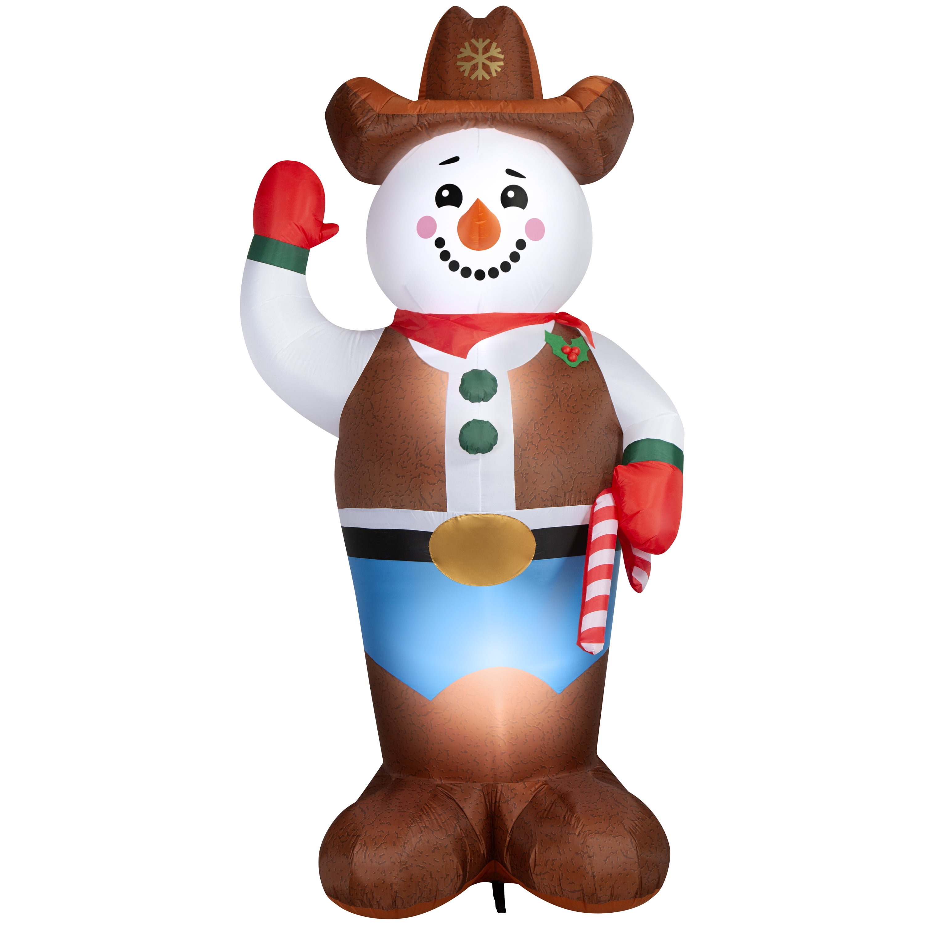 10 FT COWBOY SNOWMAN LIGHTED AIRBLOWN YARD INFLATABLE