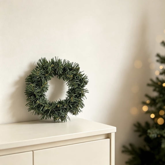 10" Canadian Pine Artificial Christmas Wreath, Faux Pine Christmas Wreath, Seasonal Indoor Home Decor