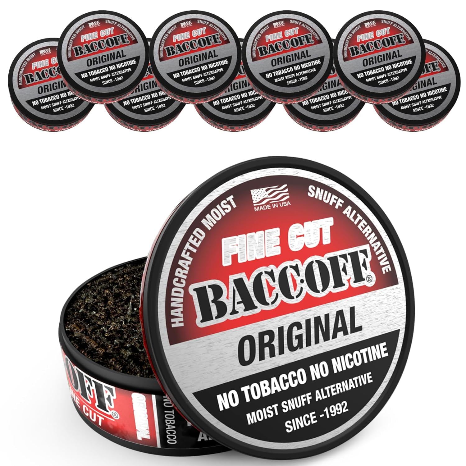 10 Cans, BaccOff Original Fine Cut, Black Tea Base with Bold, Smoky ...