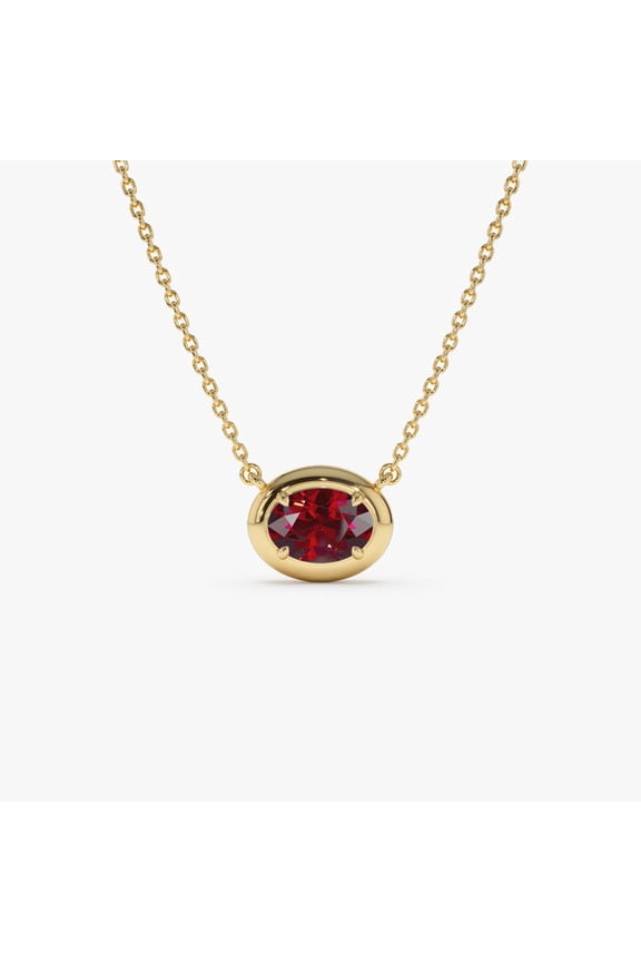 10 Carat 925 Sterling Silver Oval Cut Red Garnet Pendant Necklace for Women, January Birthstone Jewelry