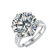 10 Carat Adjustable Moissanite Rings for Women D Color VVS1 925 Sterling Silver Round Cut Moissanite Engagement Ring Lab Created Diamond Promise Ring Simulated Diamond Wedding Ring with Certificate