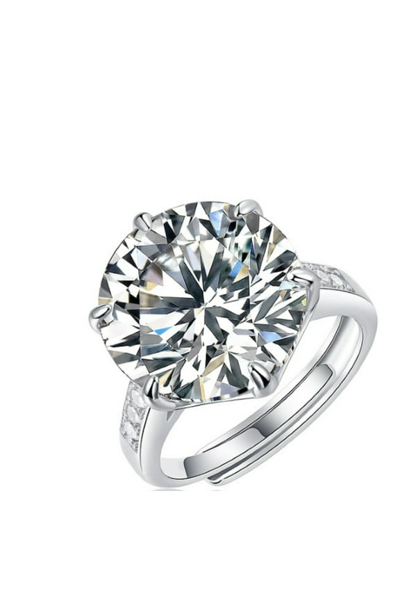 10 Carat Adjustable Moissanite Rings for Women D Color VVS1 925 Sterling Silver Round Cut Moissanite Engagement Ring Lab Created Diamond Promise Ring Simulated Diamond Wedding Ring with Certificate
