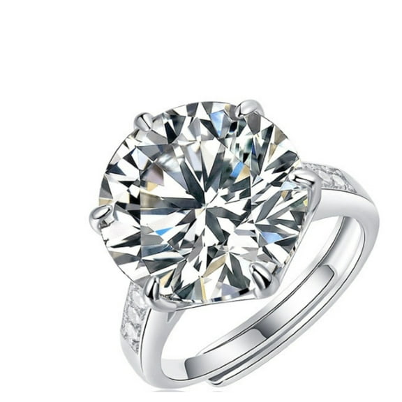 10 Carat Adjustable Moissanite Rings for Women D Color VVS1 925 Sterling Silver Round Cut Moissanite Engagement Ring Lab Created Diamond Promise Ring Simulated Diamond Wedding Ring with Certificate