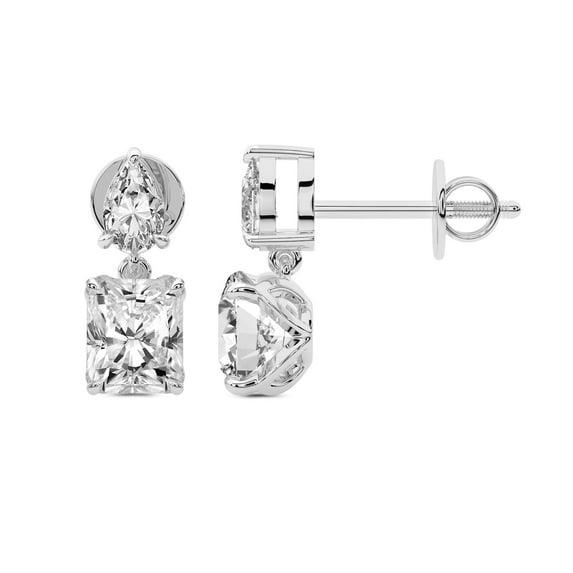 10 Carat IGI Certified Radiant Shape Lab Grown Diamond Earrings | 18K in White Gold | Seraphic Teardrop Dangling Lab Diamond Earrings | Prong Setting | FG-VS1-VS2 Quality Friendly Diamonds